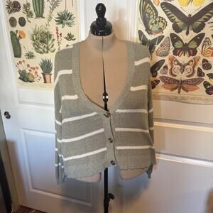 American Eagle Sage Green Stripe Cardigan
